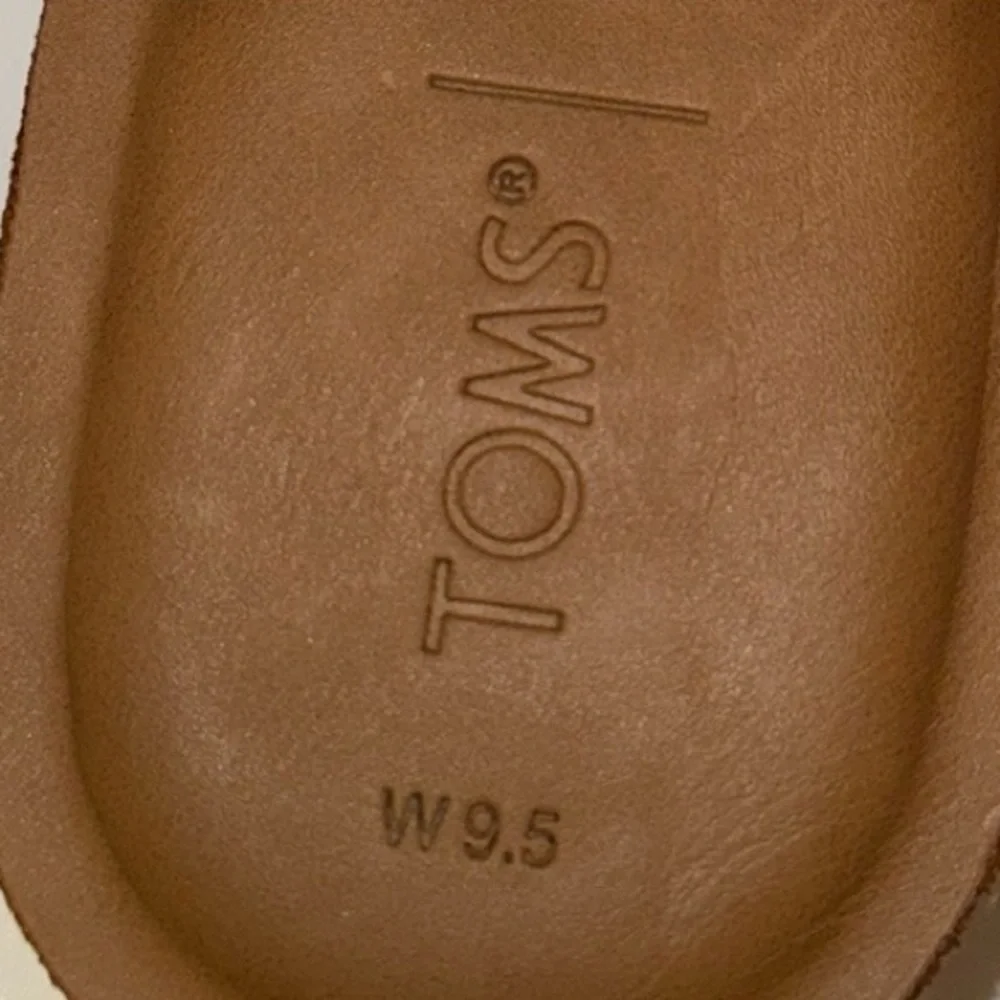 TOMS‎ Bree Leather Slingback Sandals w Ring Toe Women’s 9.5 Boho Woven Accent
